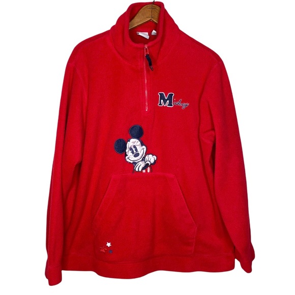 Vintage | Tops | Vintage 9s Disney Mickey Mouse Red Fleece Pullover 4 Zip  Sweatshirt Sz Xl | Poshmark